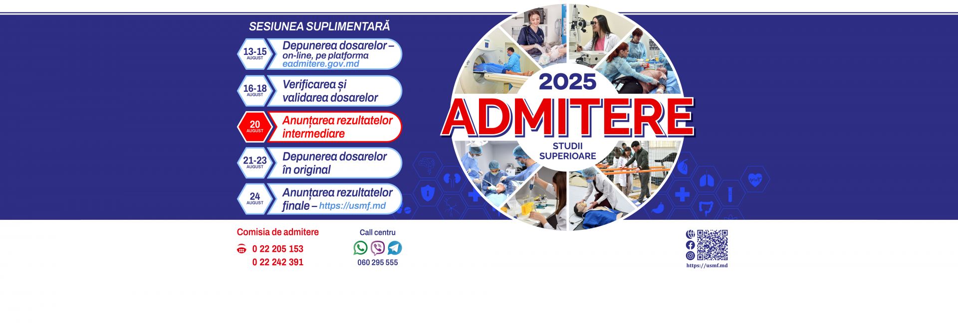 Rezultatele intermediare ale sesiunii suplimentare de admitere la studii